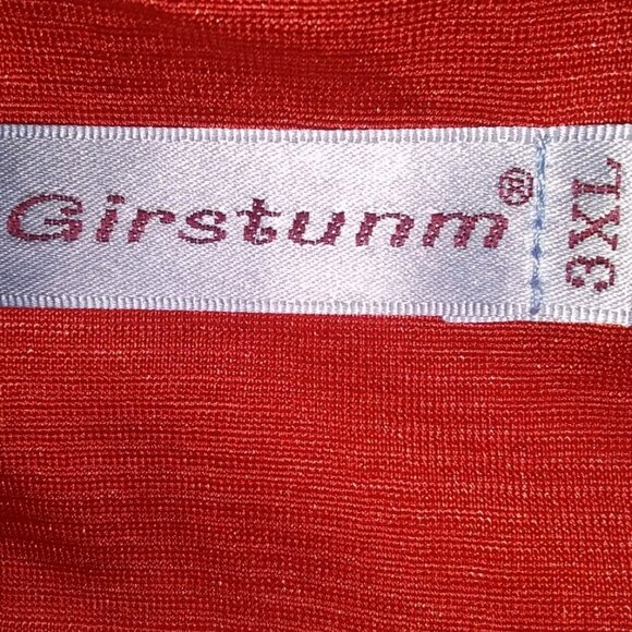 Girstunm Women's Red Short Sleeve Fit & Flare Pleated Mini Dress Plus Size 3XL - Picture 3 of 6